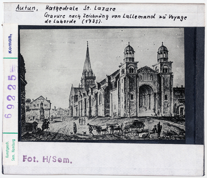 Vorschaubild Autun: Kathedrale Saint-Lazare, Stich nach Zeichnung von Lallemand zu Voyage de Laborde, 1735 